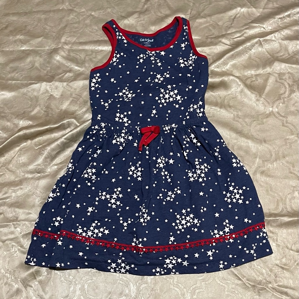 Cat & Jack Starry Blue Dress with Red Accents